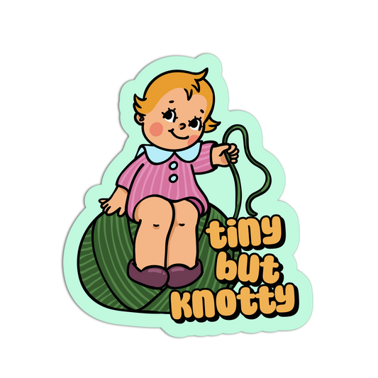 Tiny But Knotty Retro Babies Sewing and Knitting Sticker - The Stkr Store
