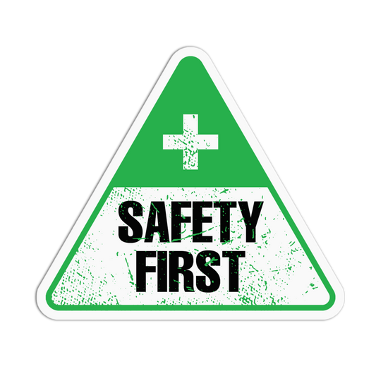 Safety First Retro Warning Sign Sticker