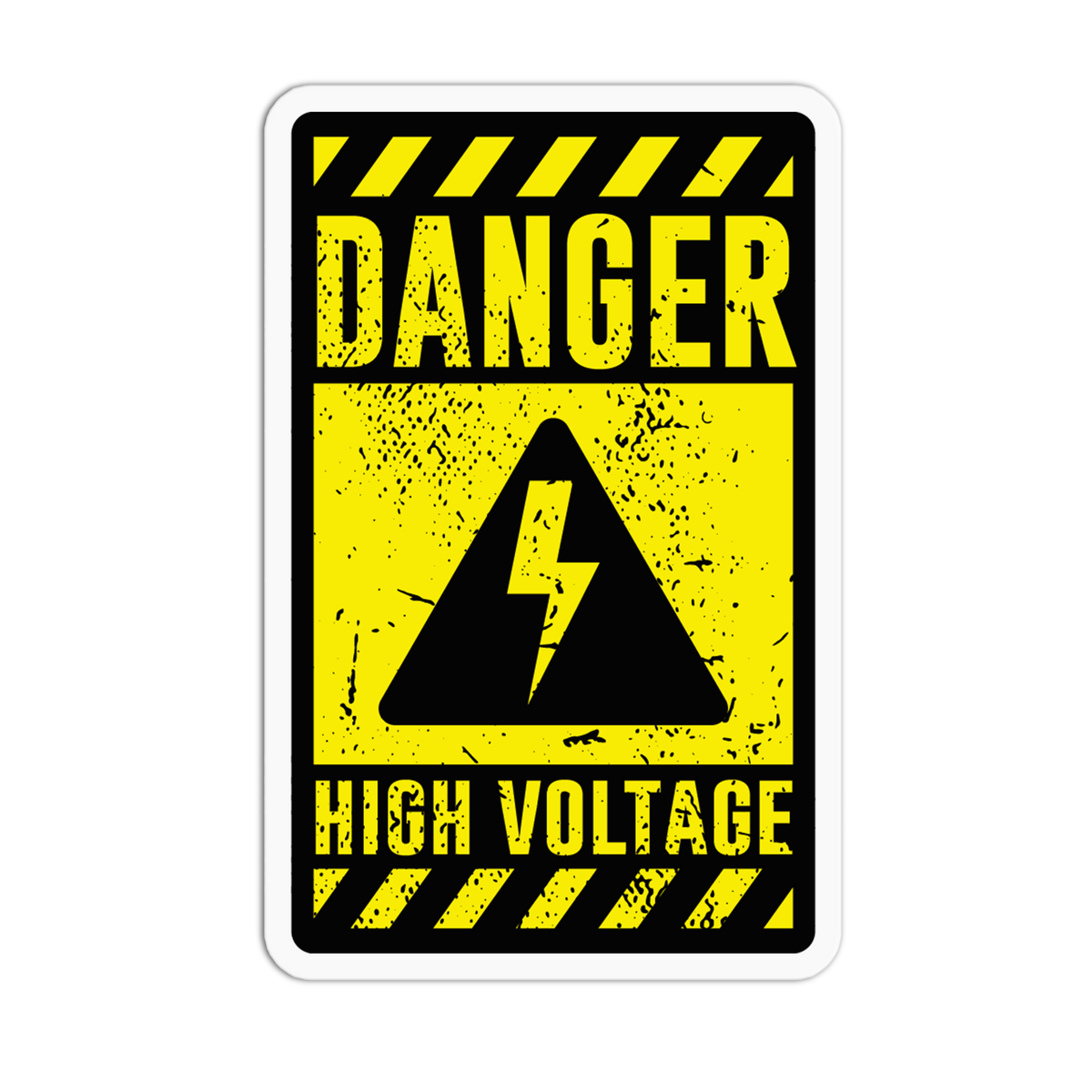 High Voltage Retro Warning Sign Sticker
