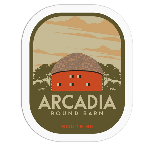 Arcadia Round Barn - Travel Series Route 66 Sticker