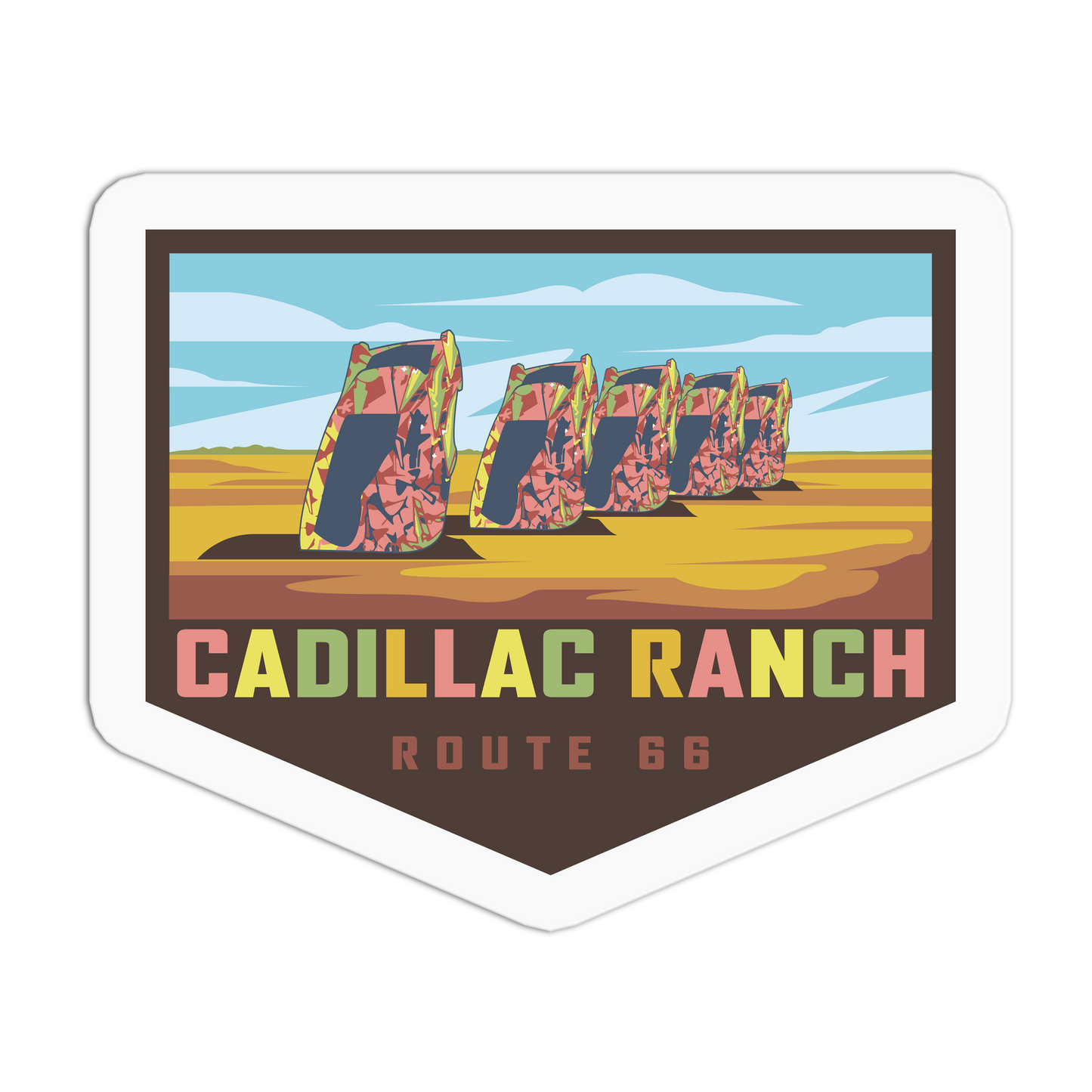 Cadillac Ranch - Travel Series Route 66 Sticker - The Stkr Store
