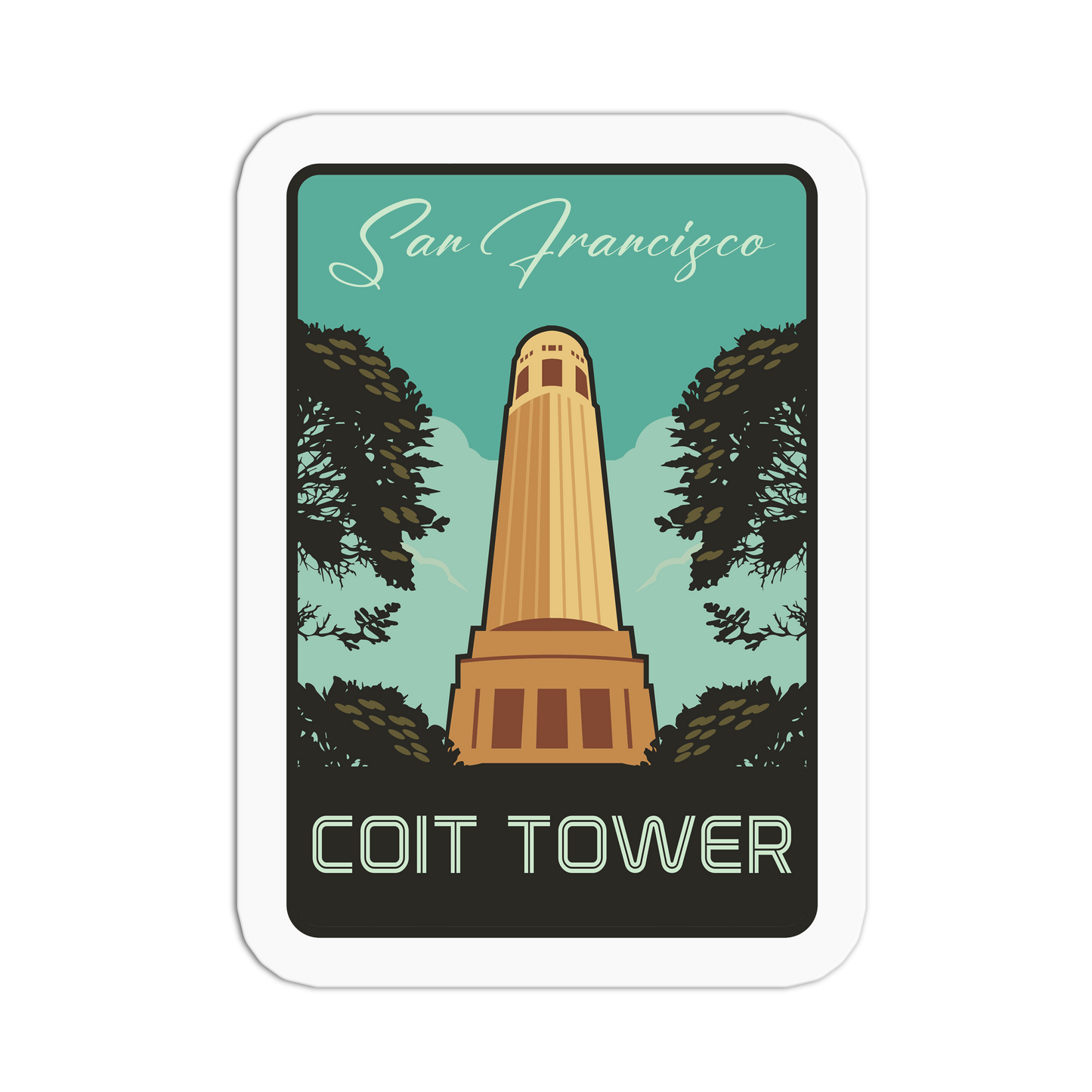 Coit Tower - Travel Series San Francisco Sticker - The Stkr Store