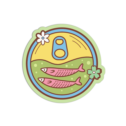Round Tin Top Sardines Sticker
