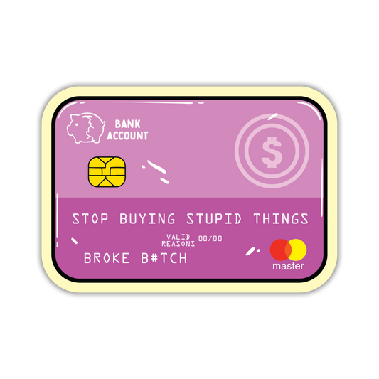 Purple card with text and Mastercard logo on a white background