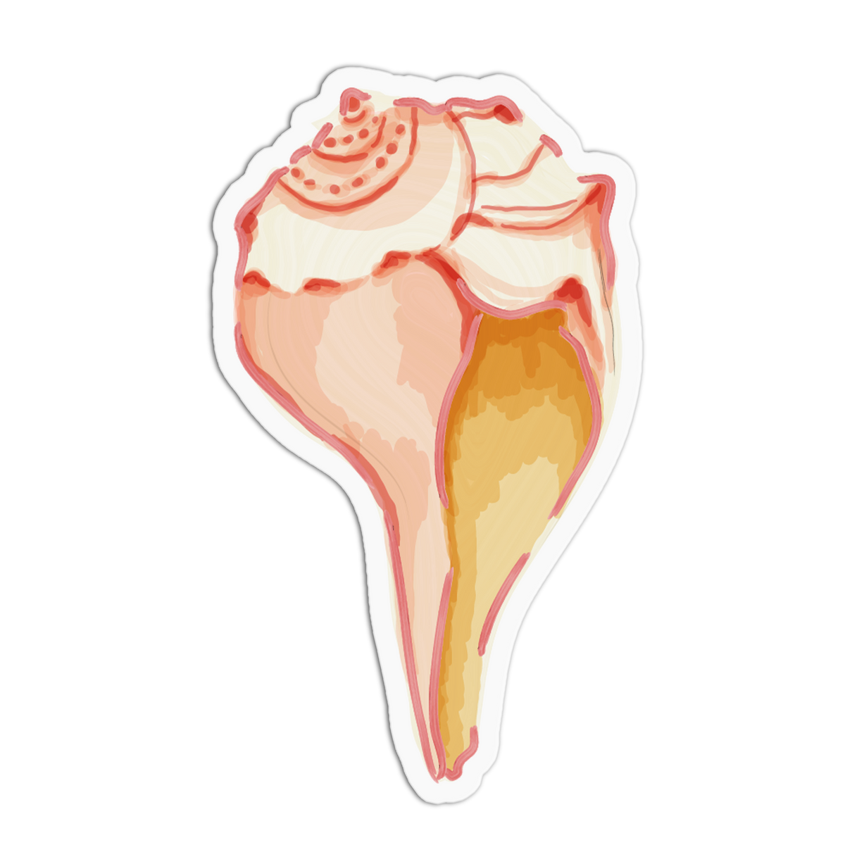 Peach Crown Conch Sea Shells Sticker