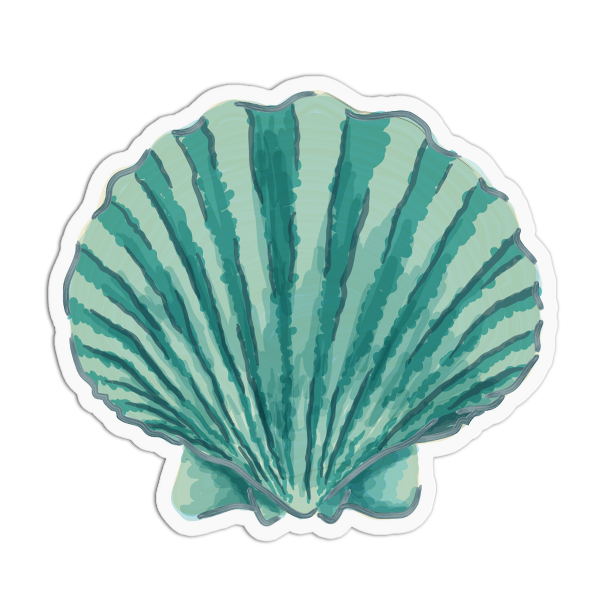 Teal Scallop Sea Shells Sticker
