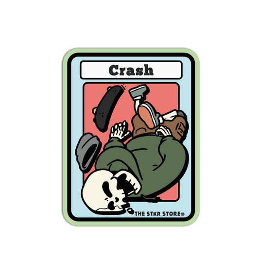 Crash - Skateboarding Skull Sticker - The Stkr Store