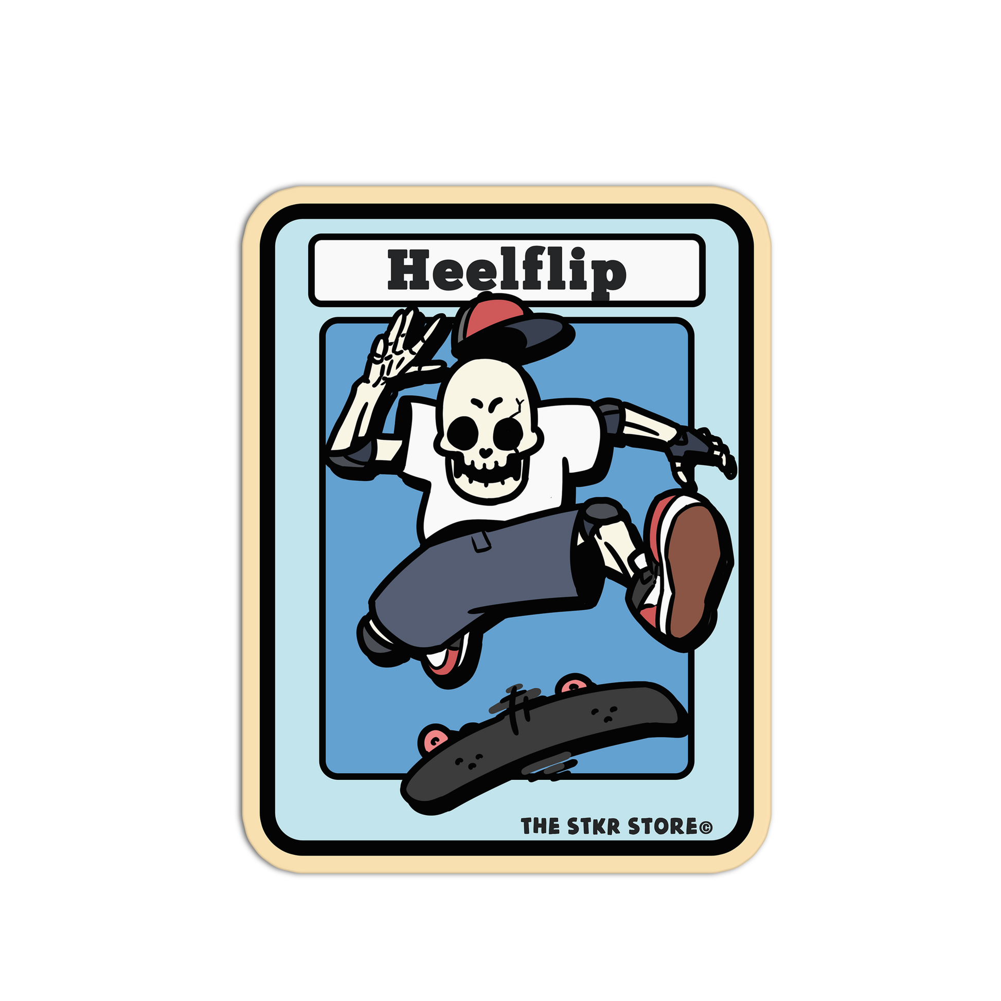 Heelflip - Skateboarding Skull Sticker - The Stkr Store