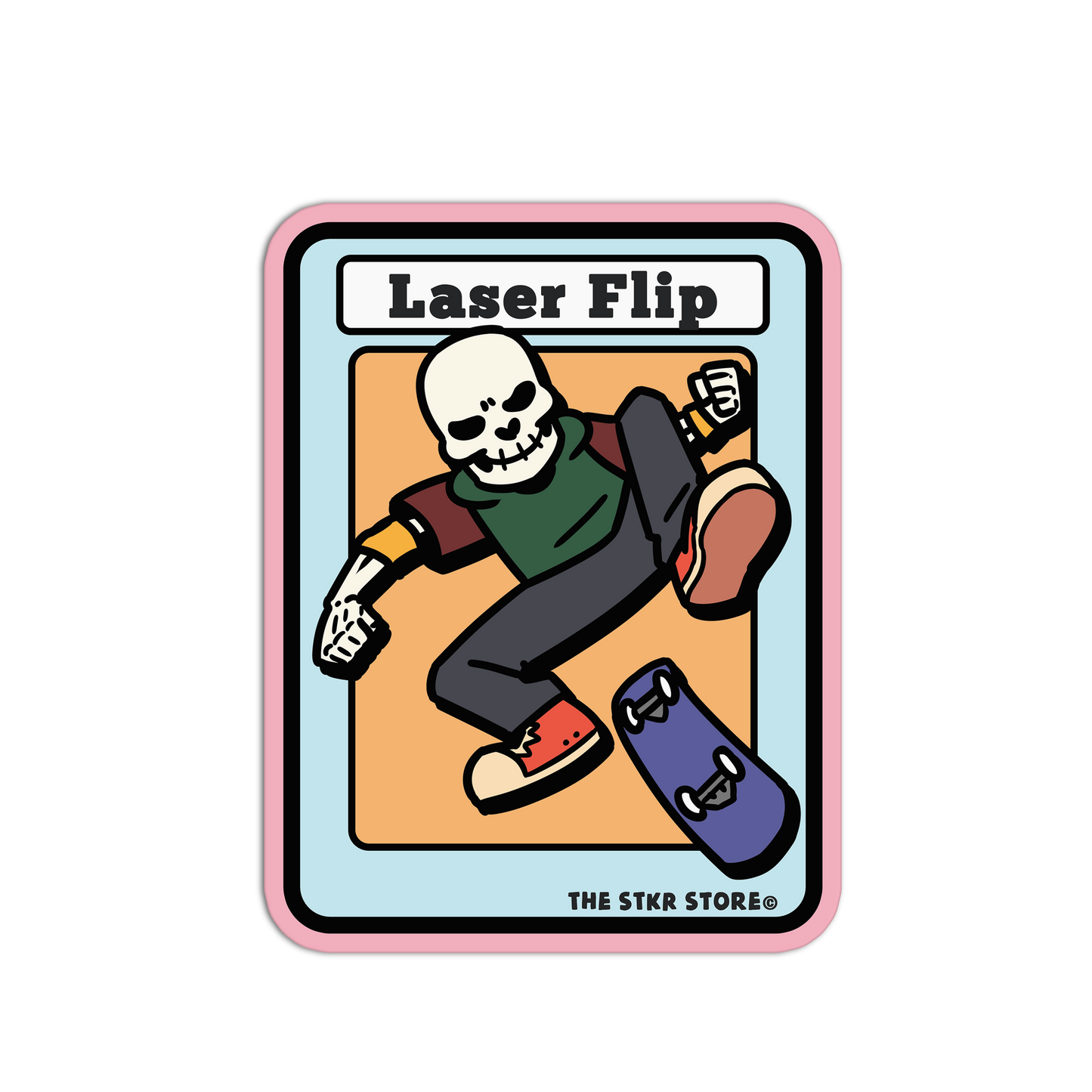 Laser Flip - Skateboarding Skull Sticker - The Stkr Store