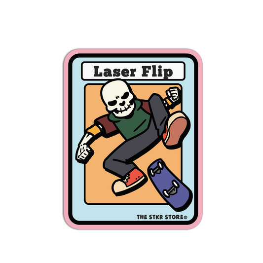 Laser Flip - Skateboarding Skull Sticker - The Stkr Store