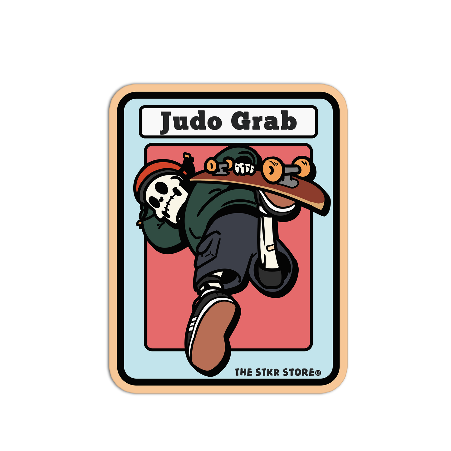 Judo Grab - Skateboarding Skull Sticker - The Stkr Store