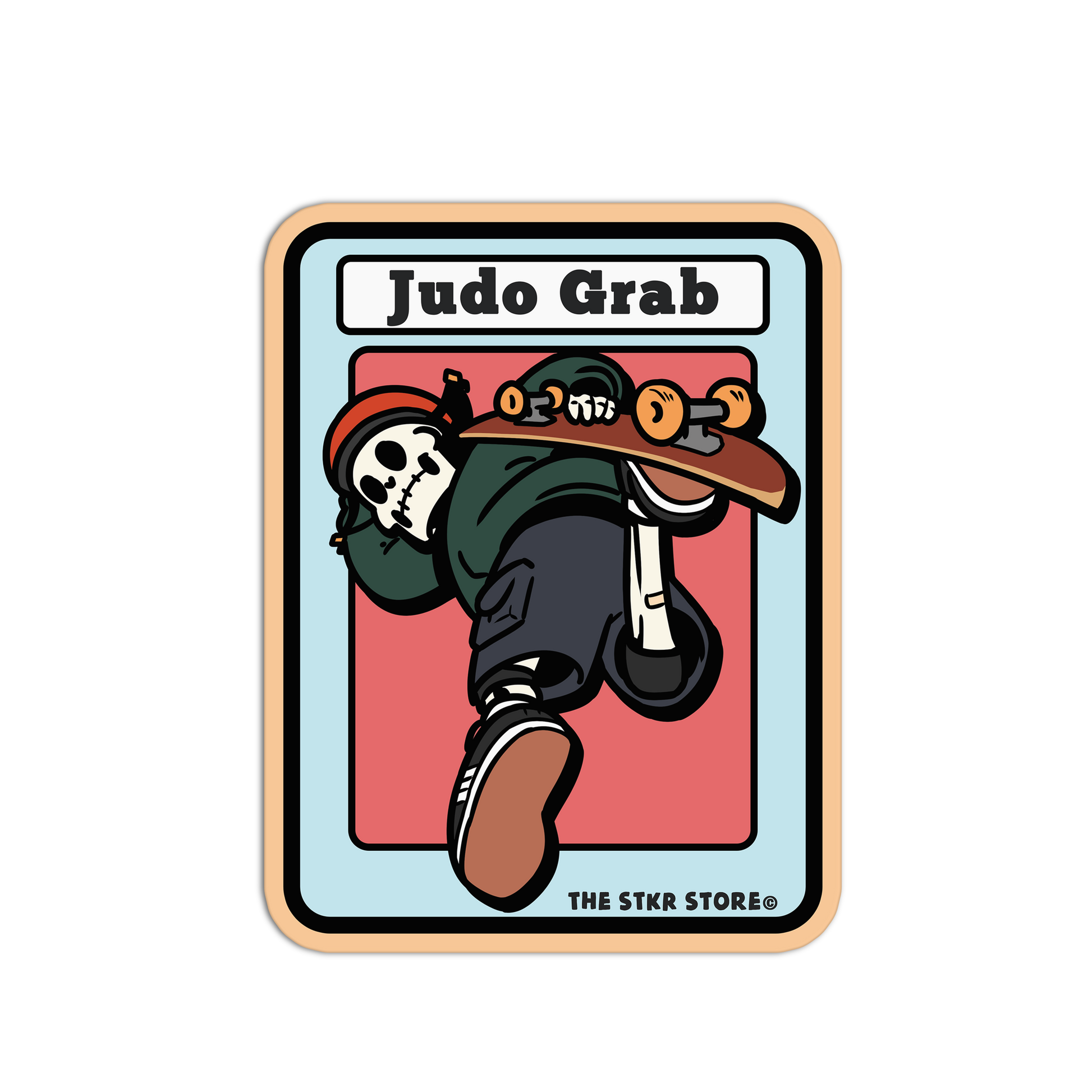 Judo Grab - Skateboarding Skull Sticker - The Stkr Store