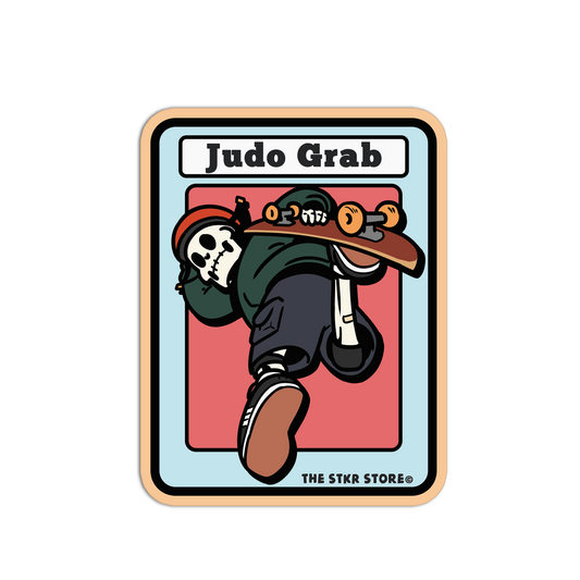Judo Grab - Skateboarding Skull Sticker - The Stkr Store