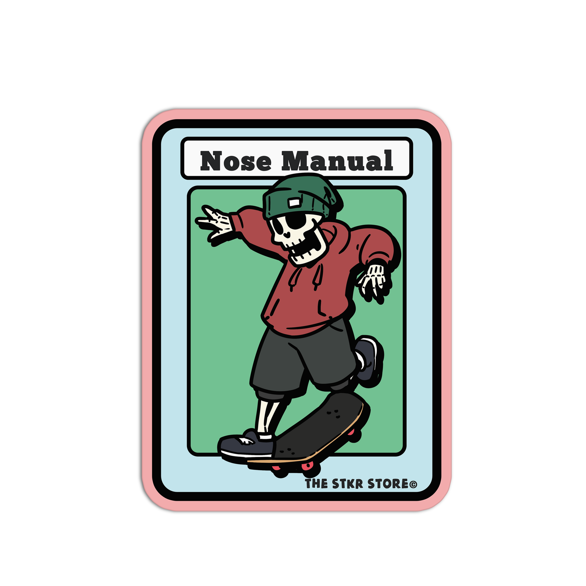 Nose Manual - Skateboarding Skull Sticker - The Stkr Store