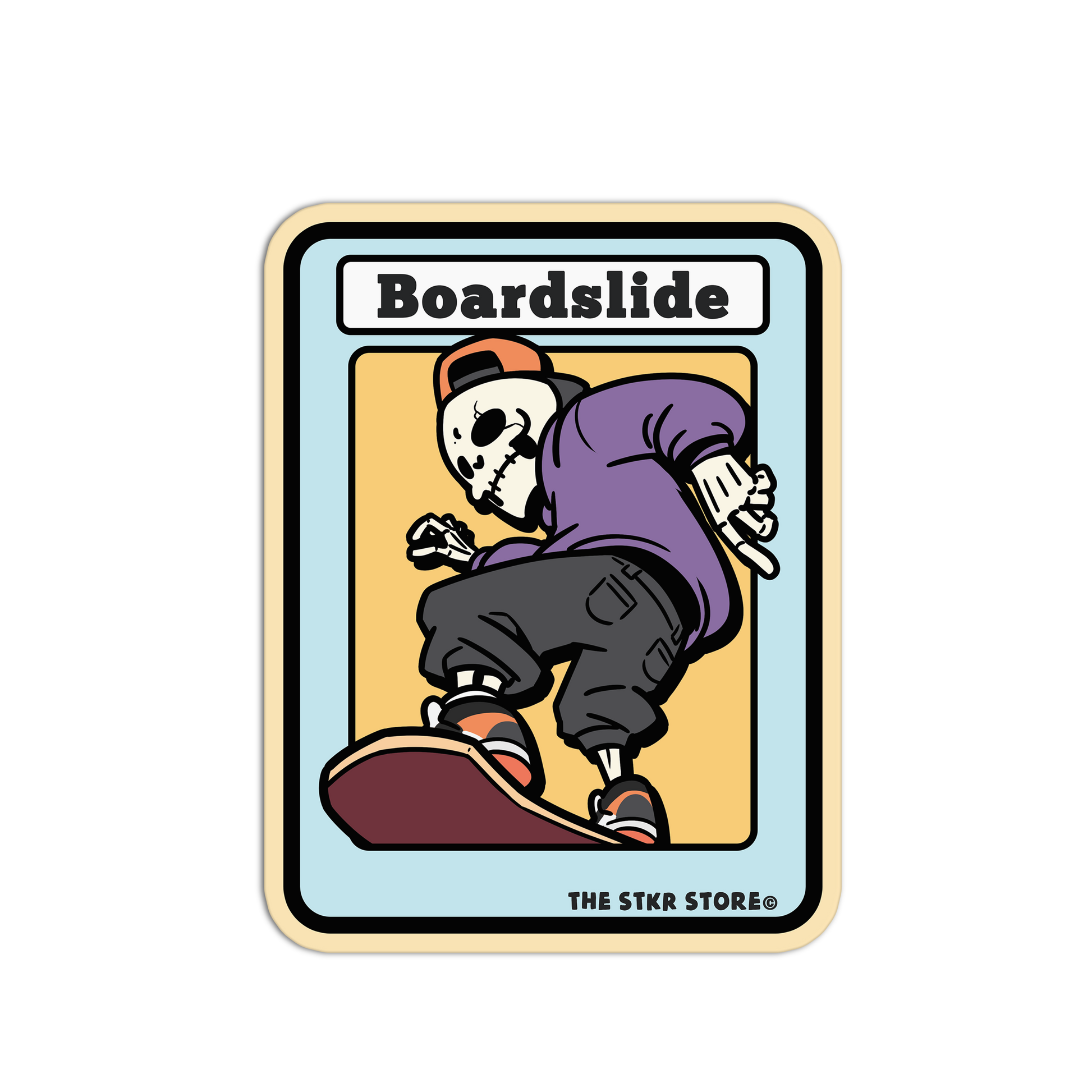 Boardslide - Skateboarding Skull Sticker - The Stkr Store
