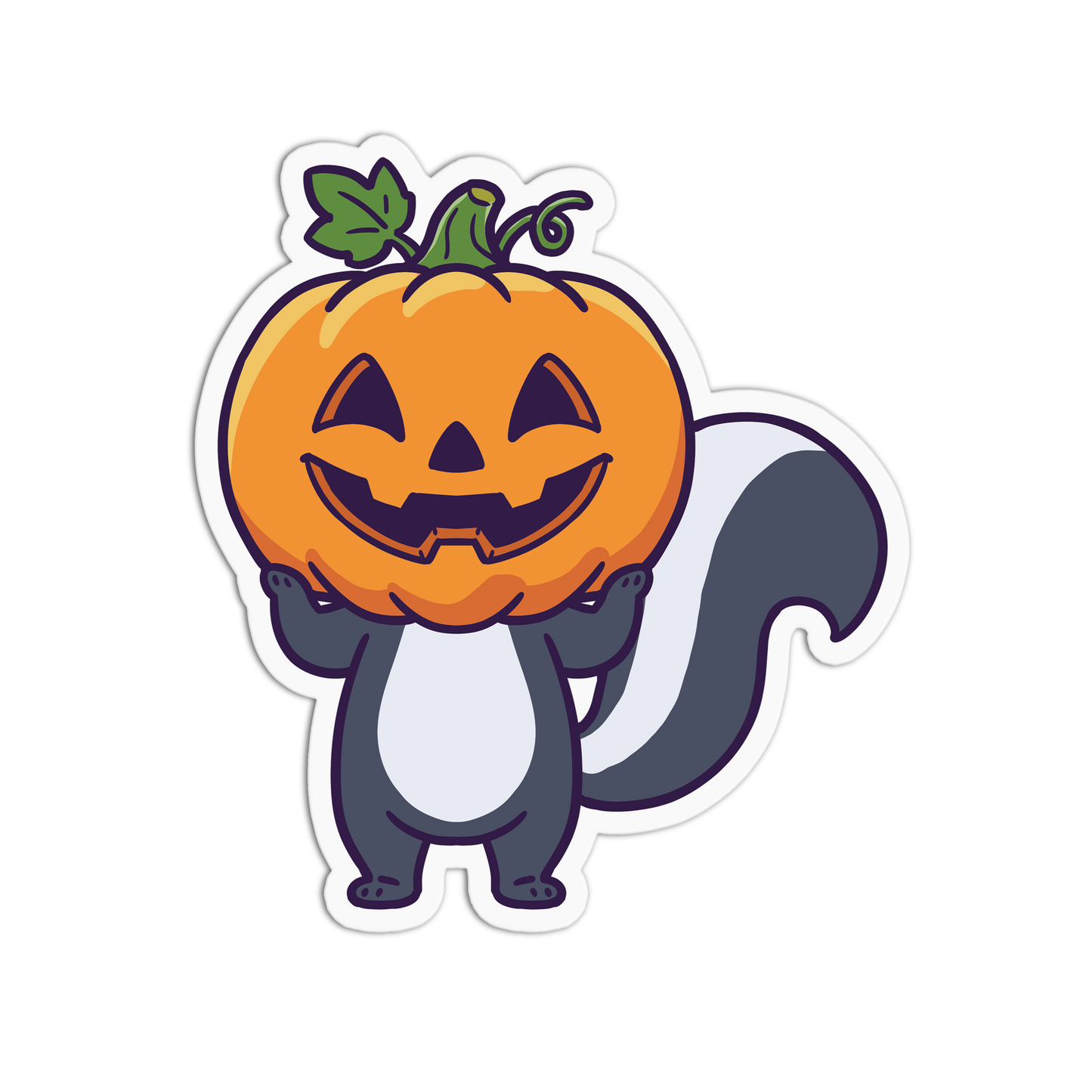 Cartoon squirrel holding a jack-o'-lantern on a white background