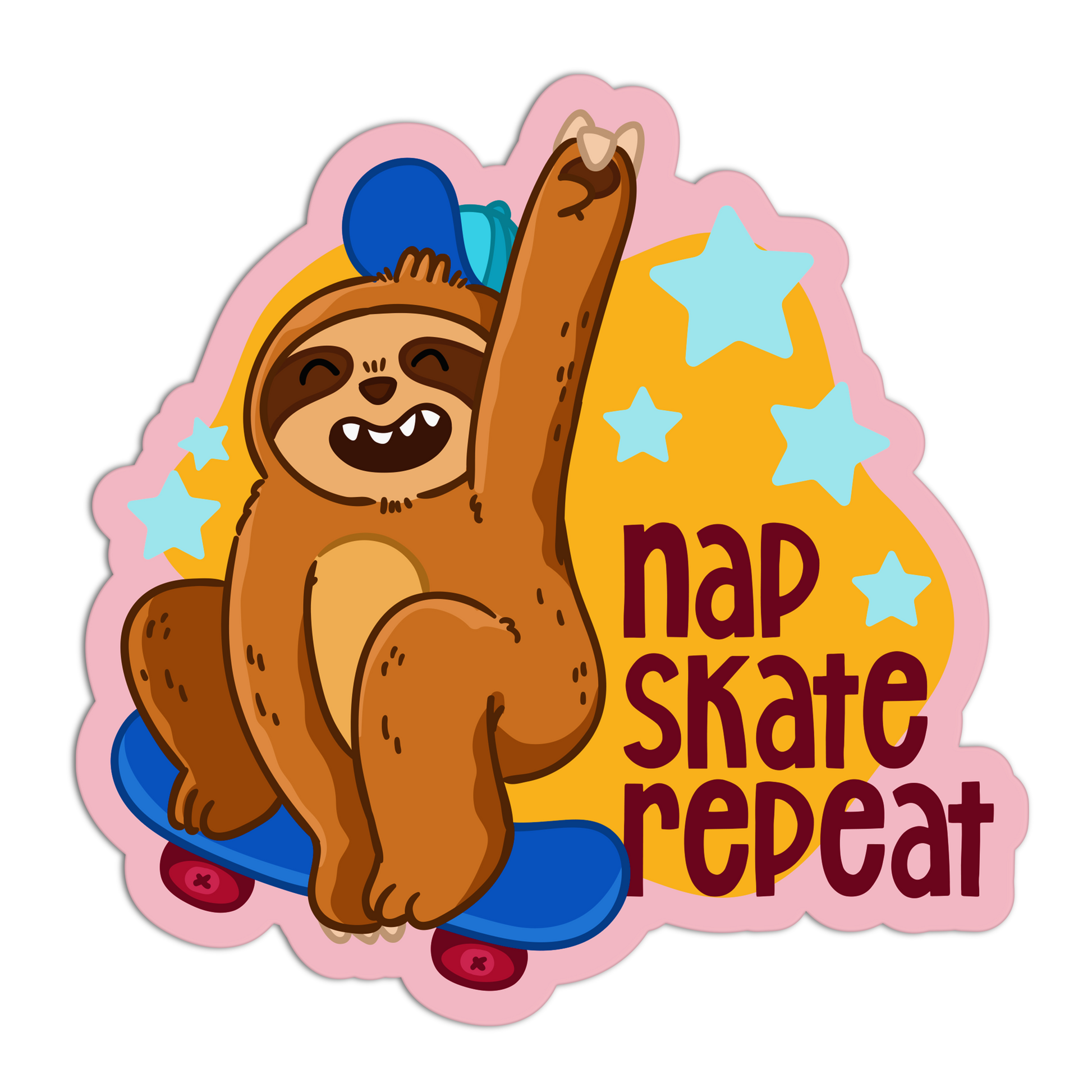 Nap Skate Repeat  Sloth Stickers