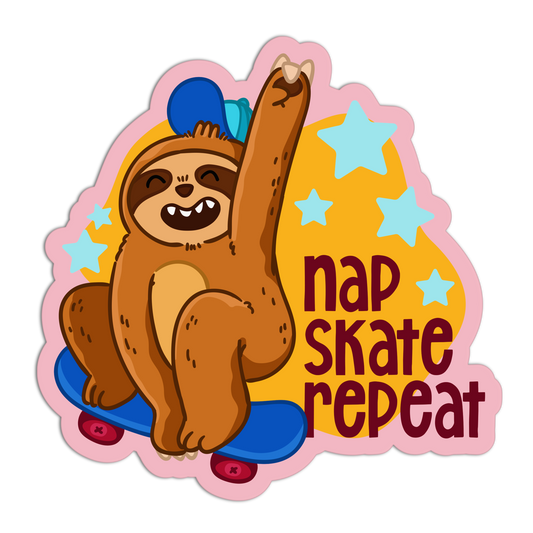 Nap Skate Repeat  Sloth Stickers