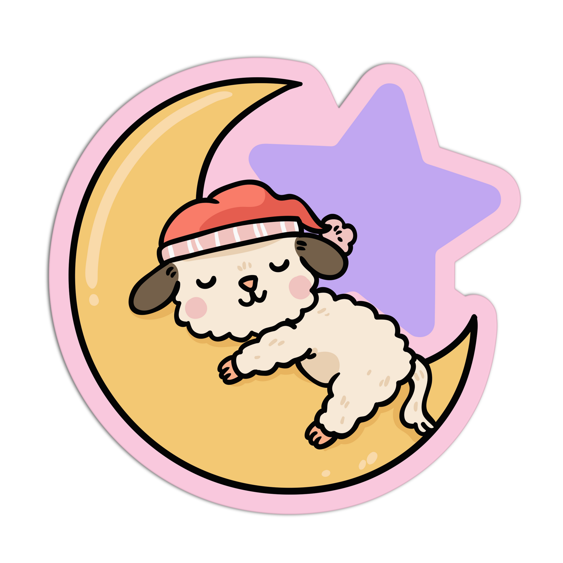 Sleepy Lamb on the Moon - Space Animals Stickers - The Stkr Store