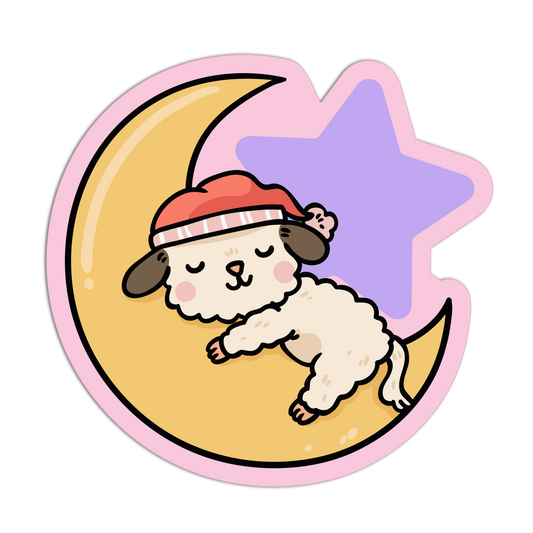 Sleepy Lamb on the Moon - Space Animals Stickers - The Stkr Store