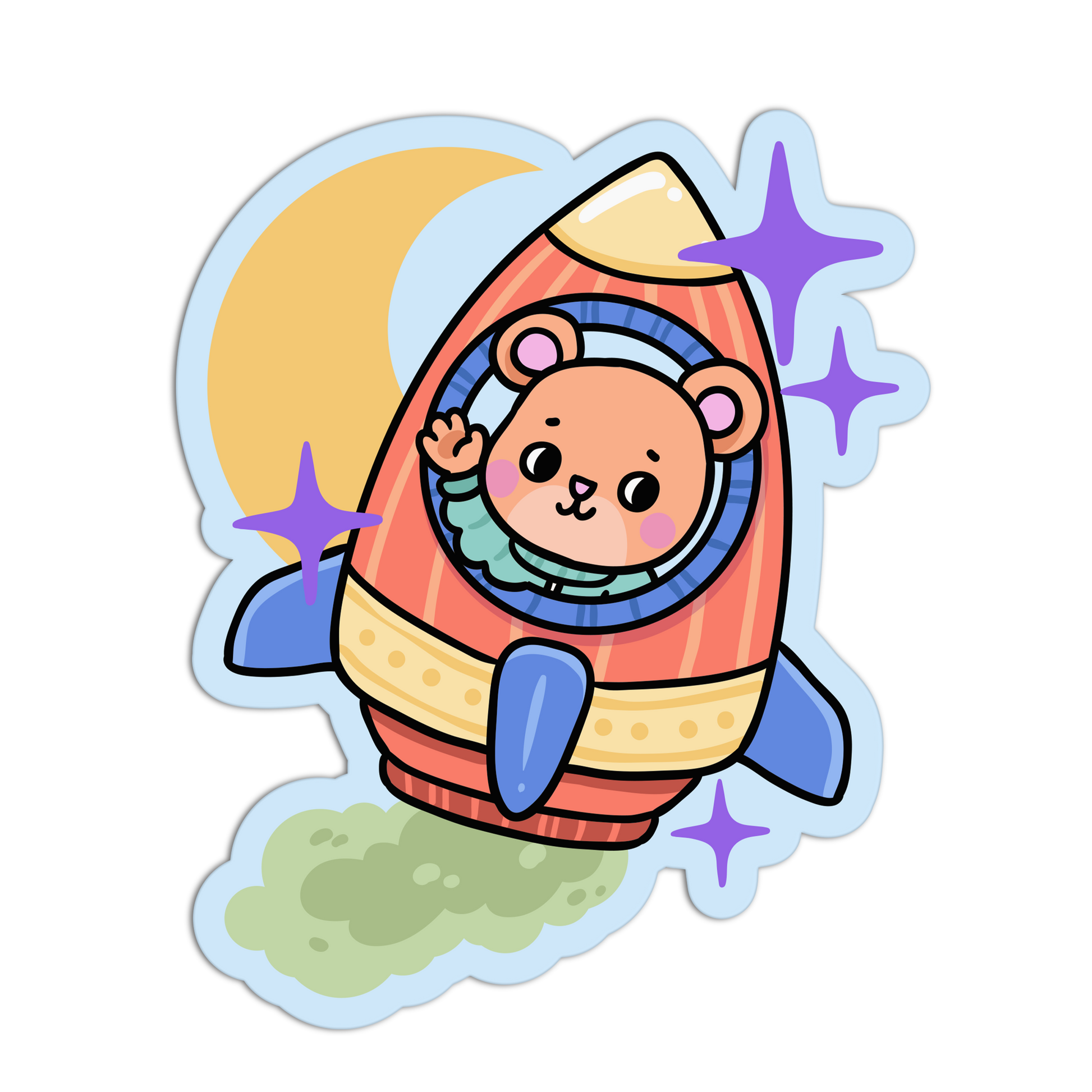 Bear in a Rocket - Space Animals Stickers - The Stkr Store