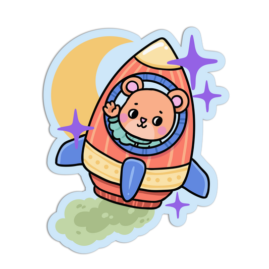Bear in a Rocket - Space Animals Stickers - The Stkr Store