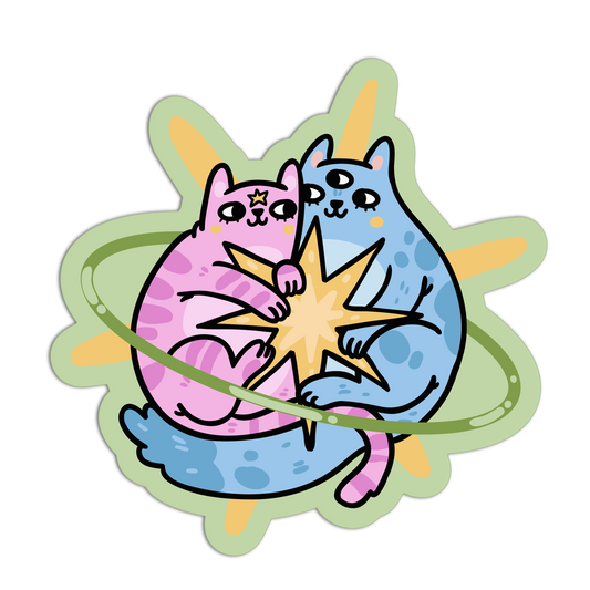 Galaxy Cats with Star - Space Animals Stickers