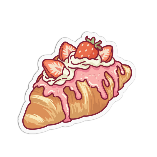 Cream Croissant Strawberry Flavors Sticker