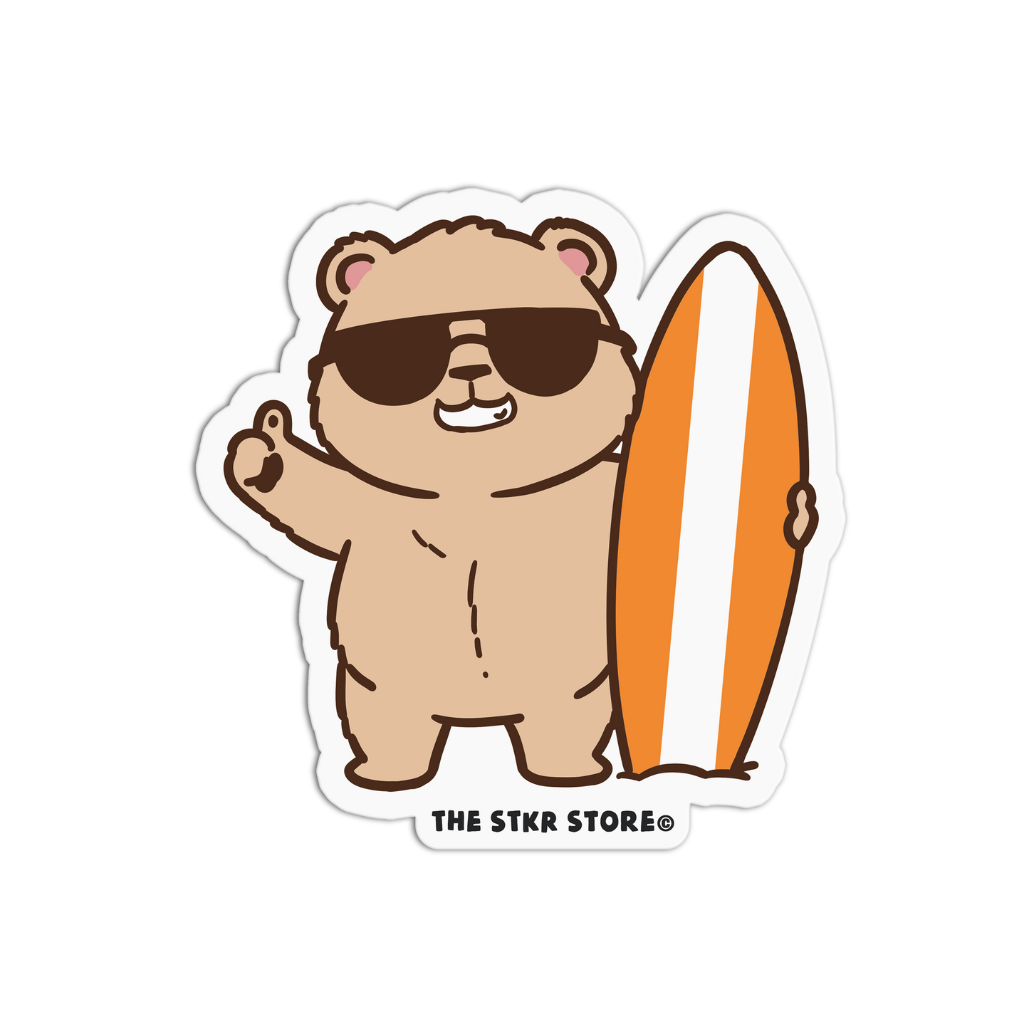 Surfer Bro - Summer Bear Sticker - The Stkr Store