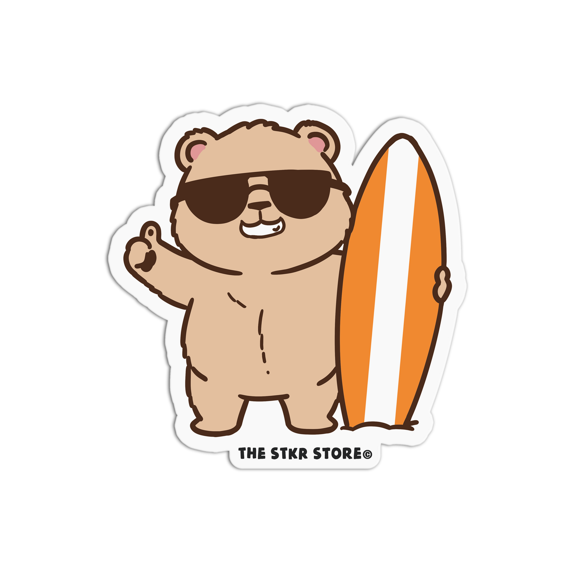 Surfer Bro - Summer Bear Sticker - The Stkr Store
