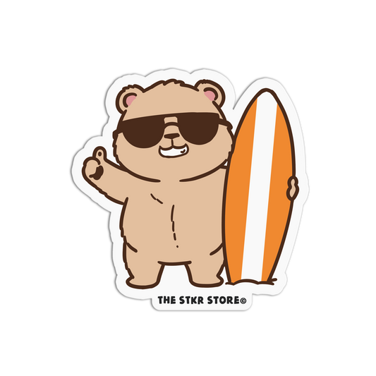 Surfer Bro - Summer Bear Sticker - The Stkr Store