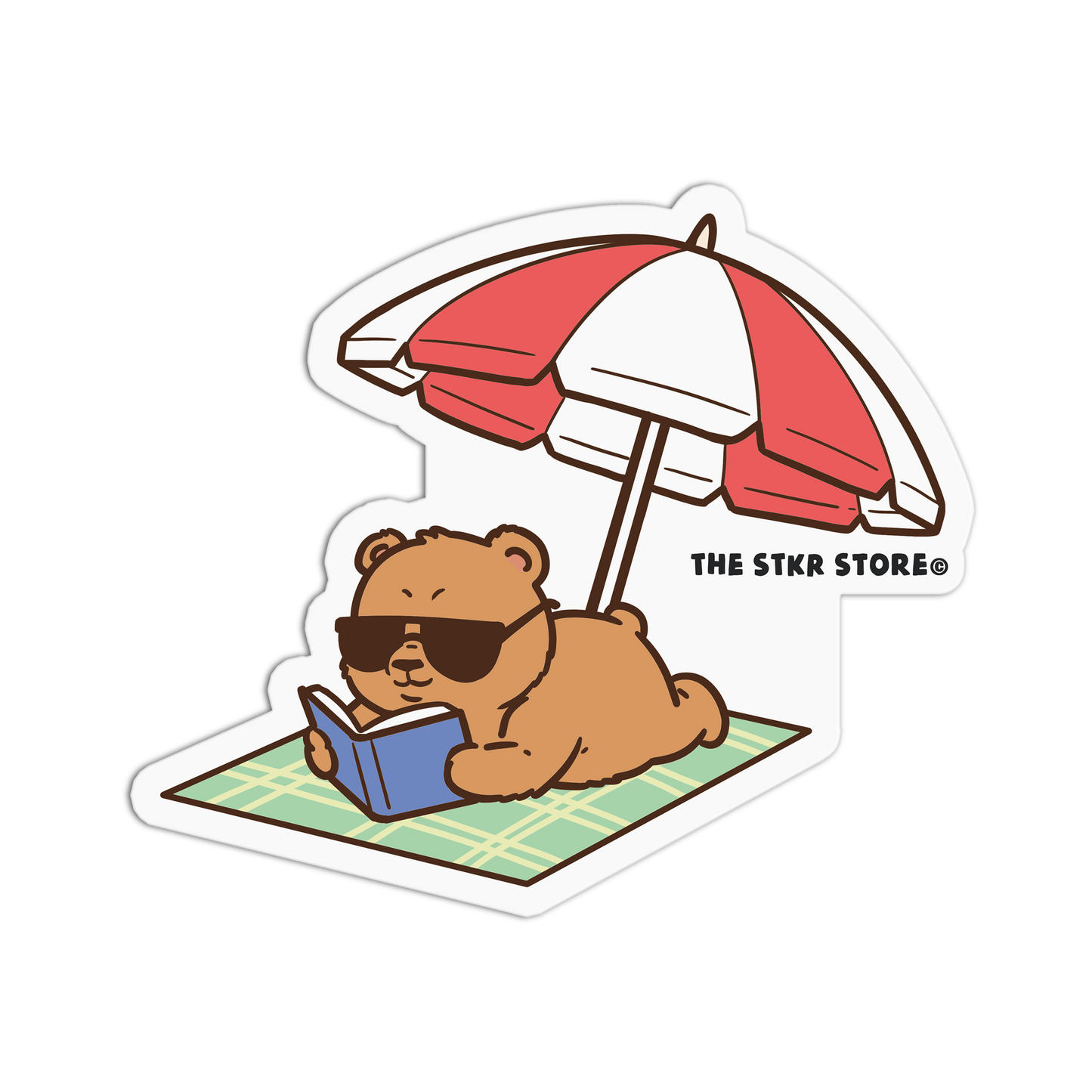 Beach Reader - Summer Bear Sticker - The Stkr Store