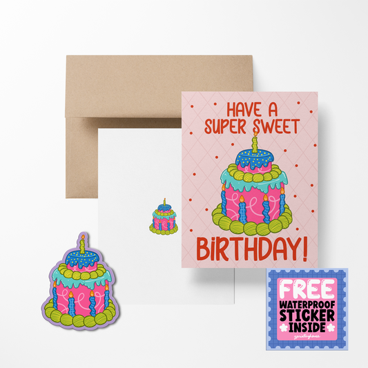 Have A Super Sweet Birthday Greeting Card with Sticker