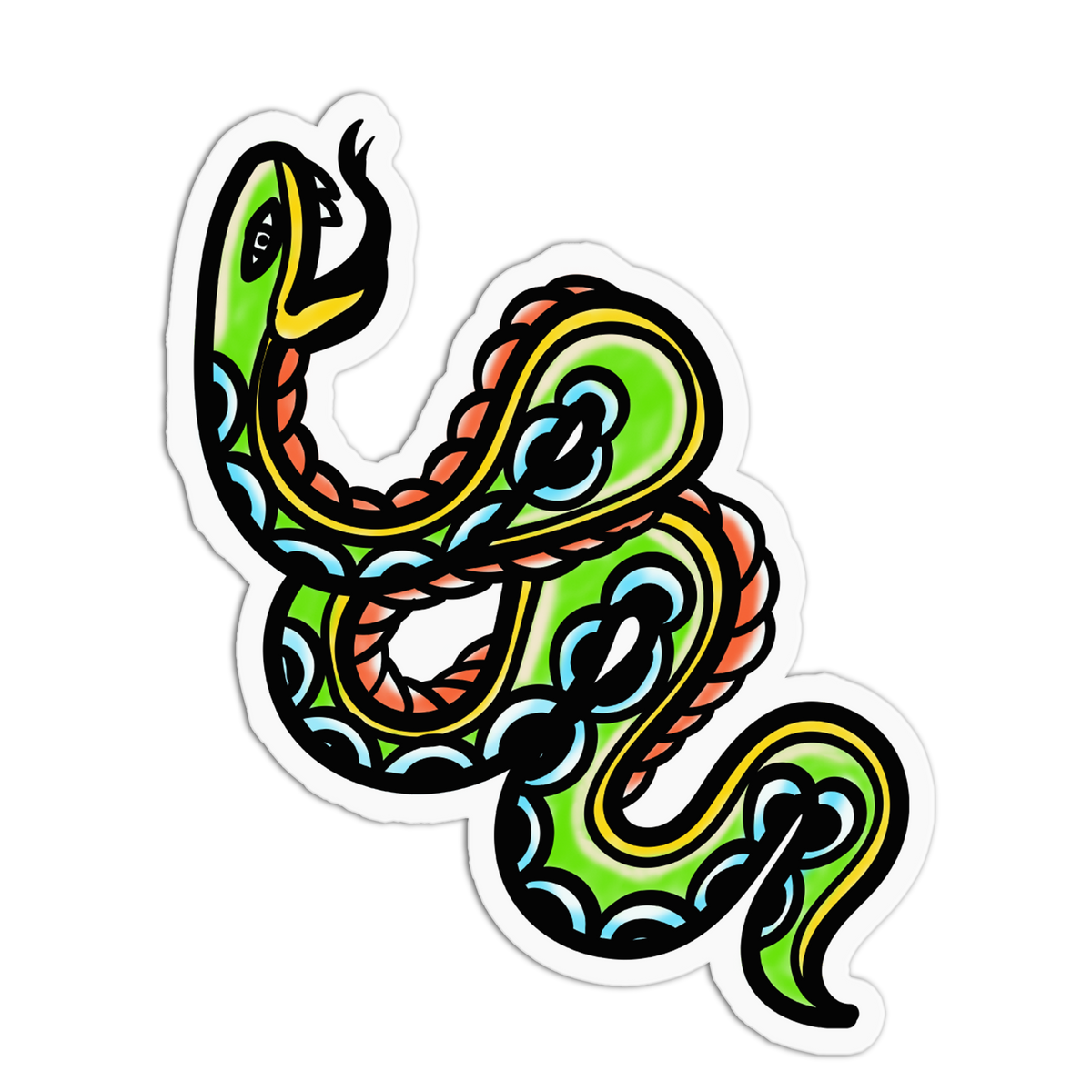 Coiled Snake - Traditional Tattoo Sticker