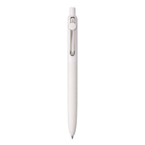 White pen with a silver clip on a white background