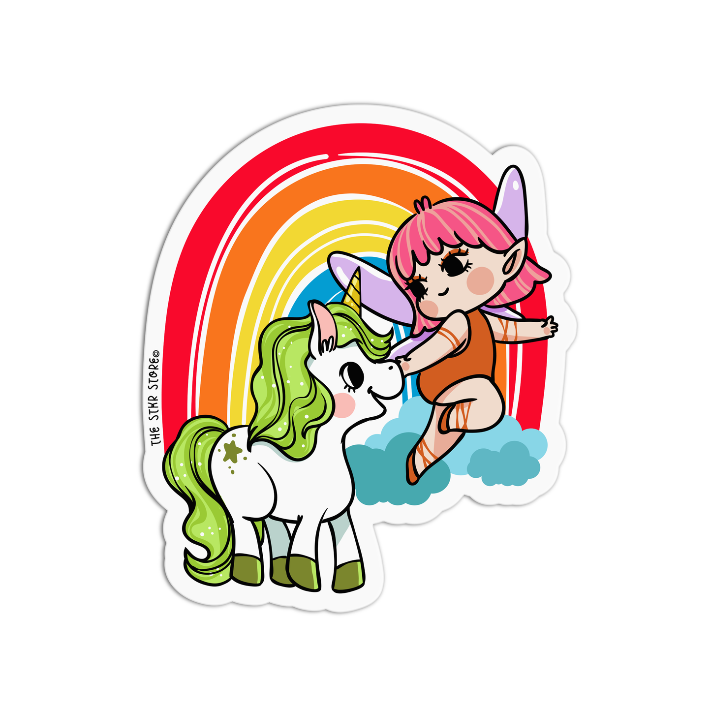Green Unicorn Pink Fairy  Unicorns And Fairies Stickers