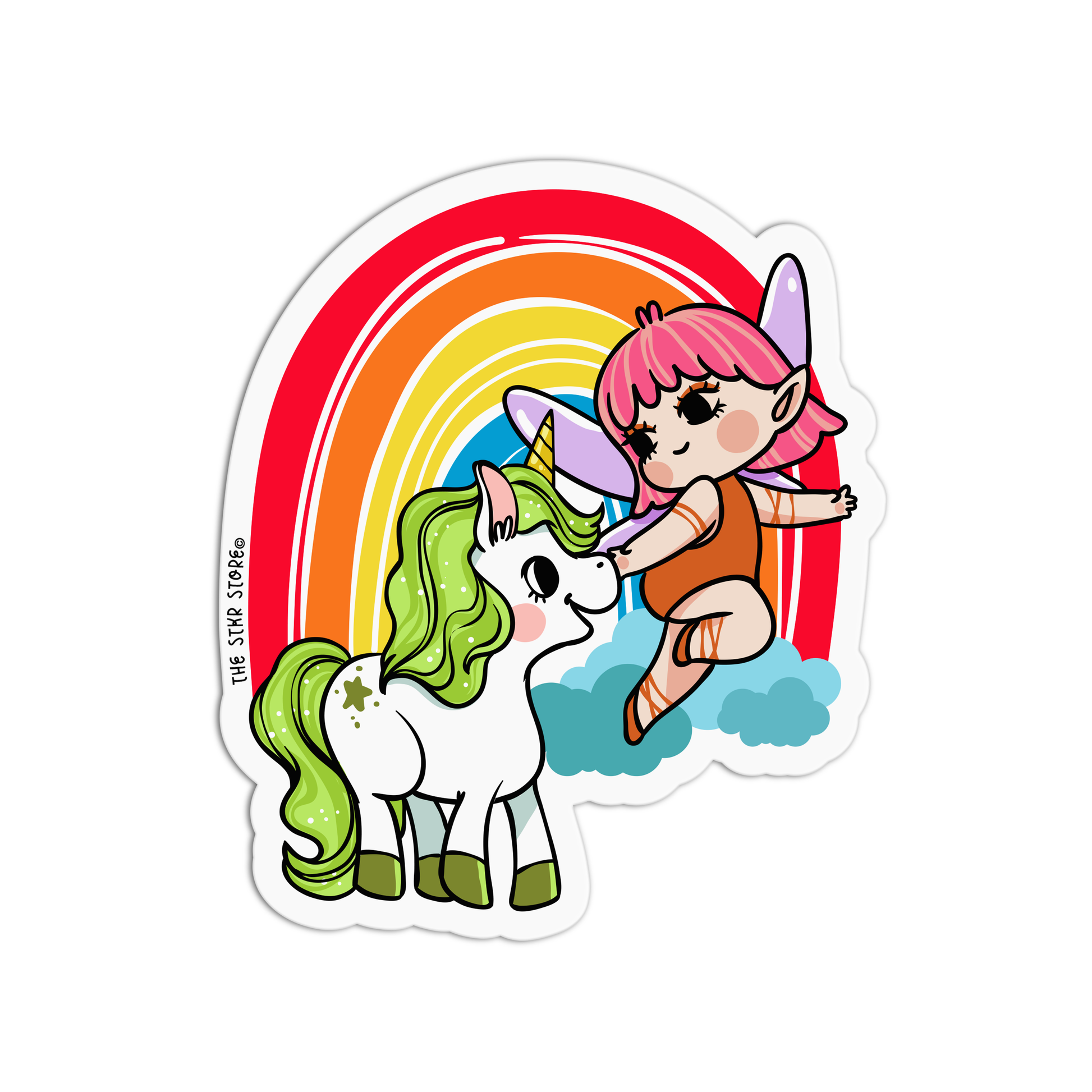 Green Unicorn Pink Fairy  Unicorns And Fairies Stickers