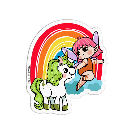 Green Unicorn Pink Fairy  Unicorns And Fairies Stickers