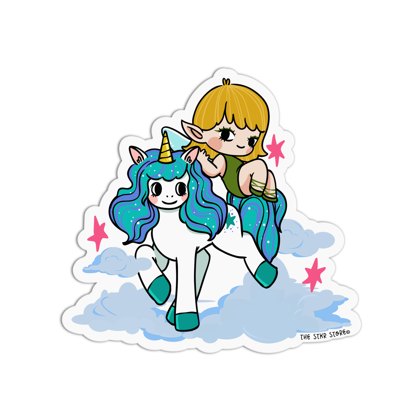 In The Clouds Unicorns And Fairies Stickers