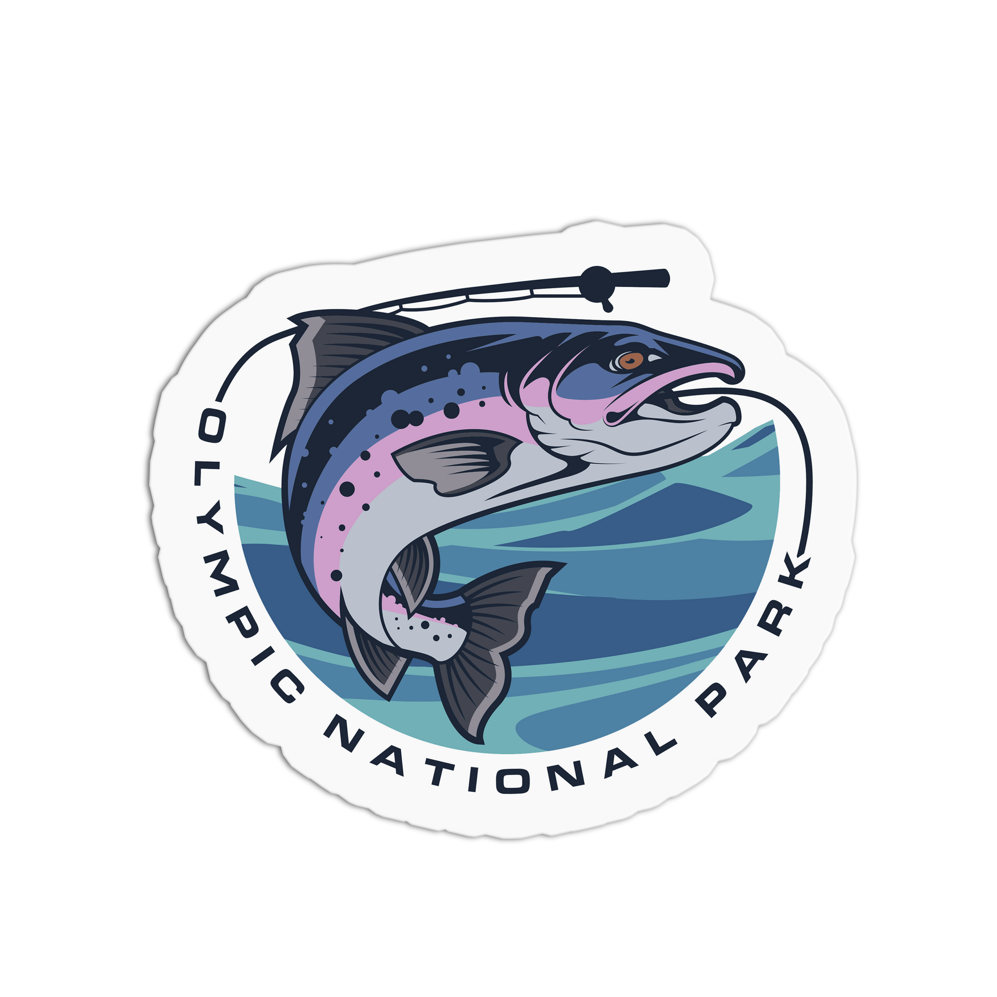 Olympic National Park Fishing - Travel Series Washington Sticker - The Stkr Store