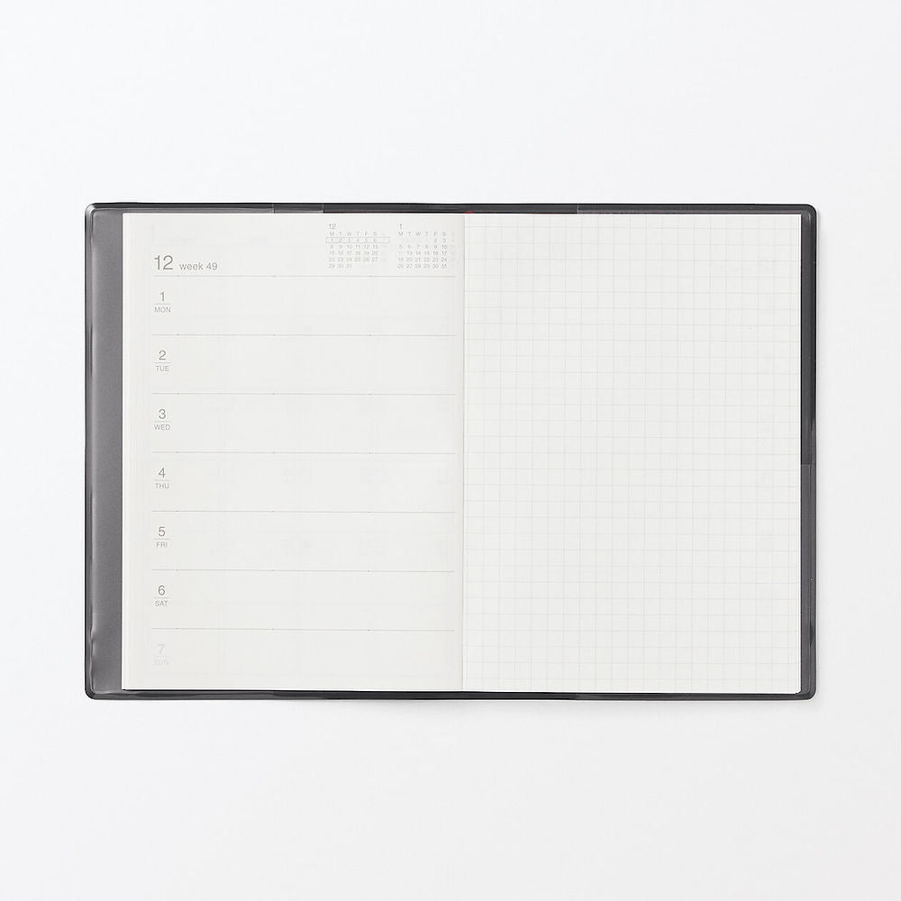 MUJI Dark Grey 2026 Monthly/Weekly Planner B6