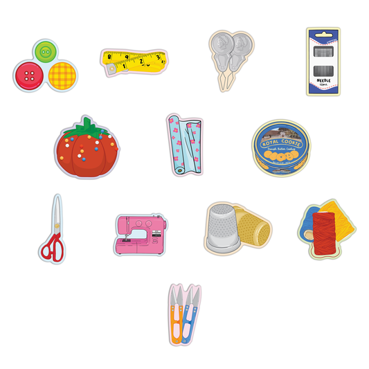 Mini Sewing Kit Stickers - Cookie Tin