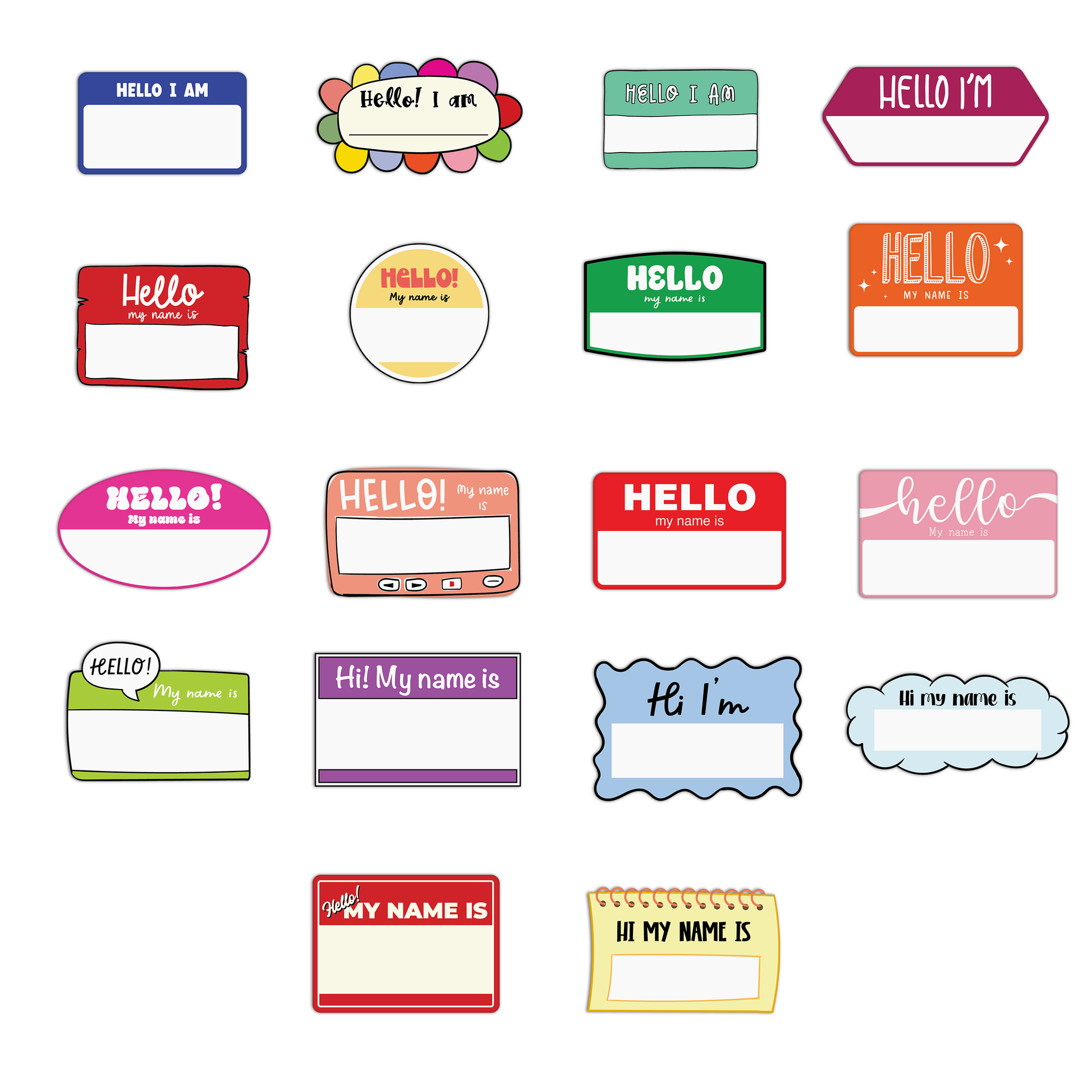 Name Tags Stickers Sheet