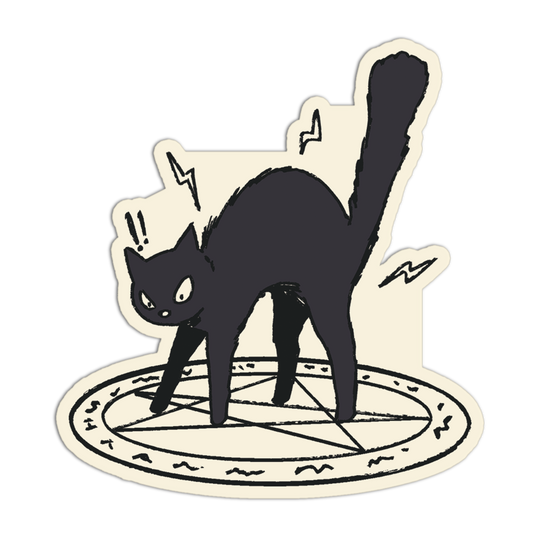 Coiled Meow Witch Cat Sticker