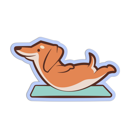 Flying Squirrel - Yoga Dachshund Sticker - The Stkr Store