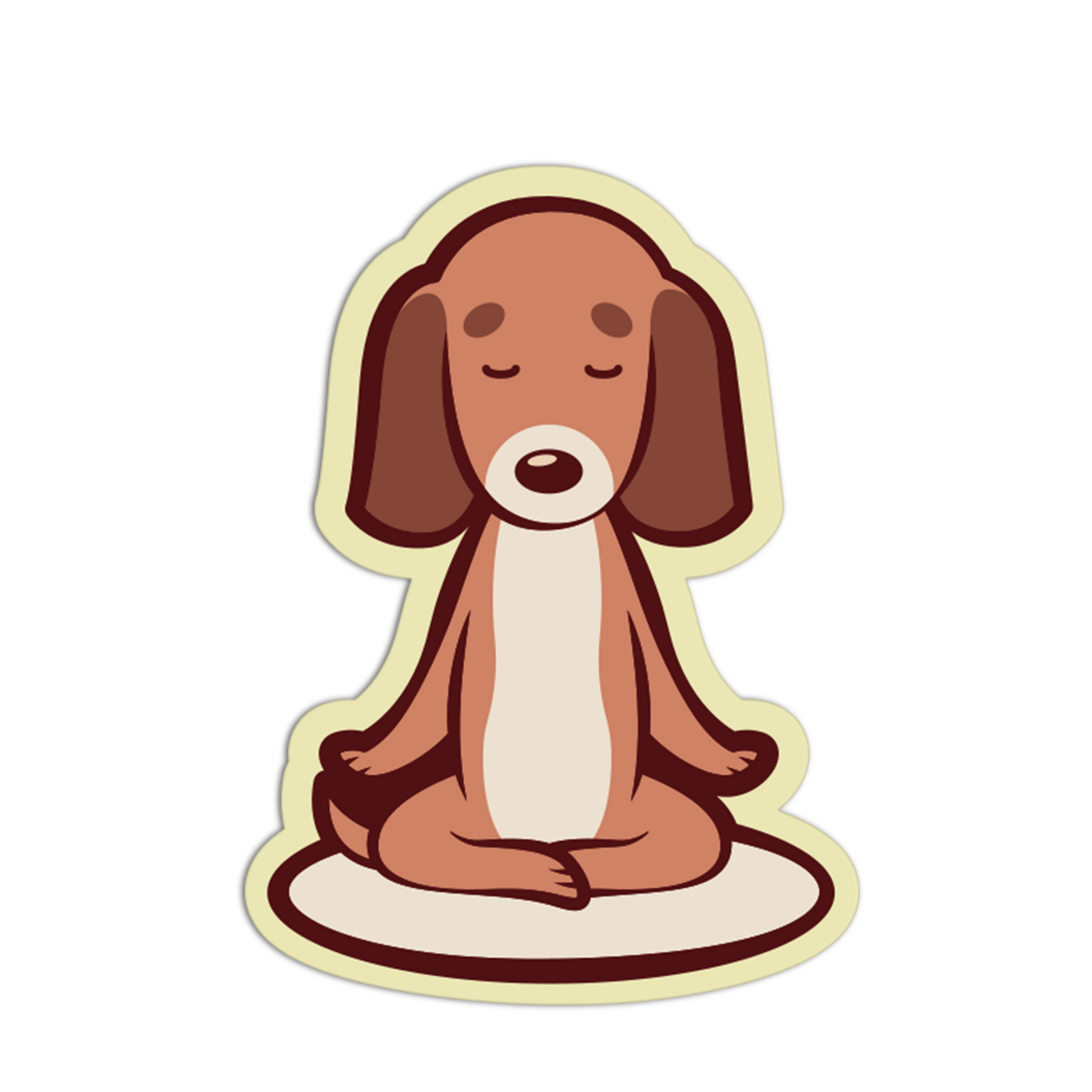 Peaceful Master - Yoga Dachshund Sticker - The Stkr Store