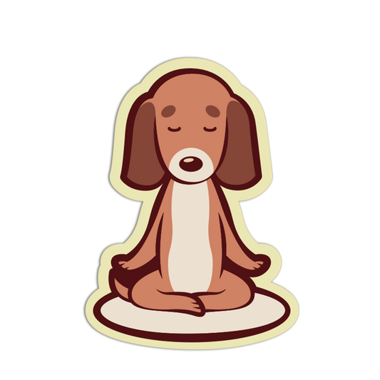Peaceful Master - Yoga Dachshund Sticker - The Stkr Store