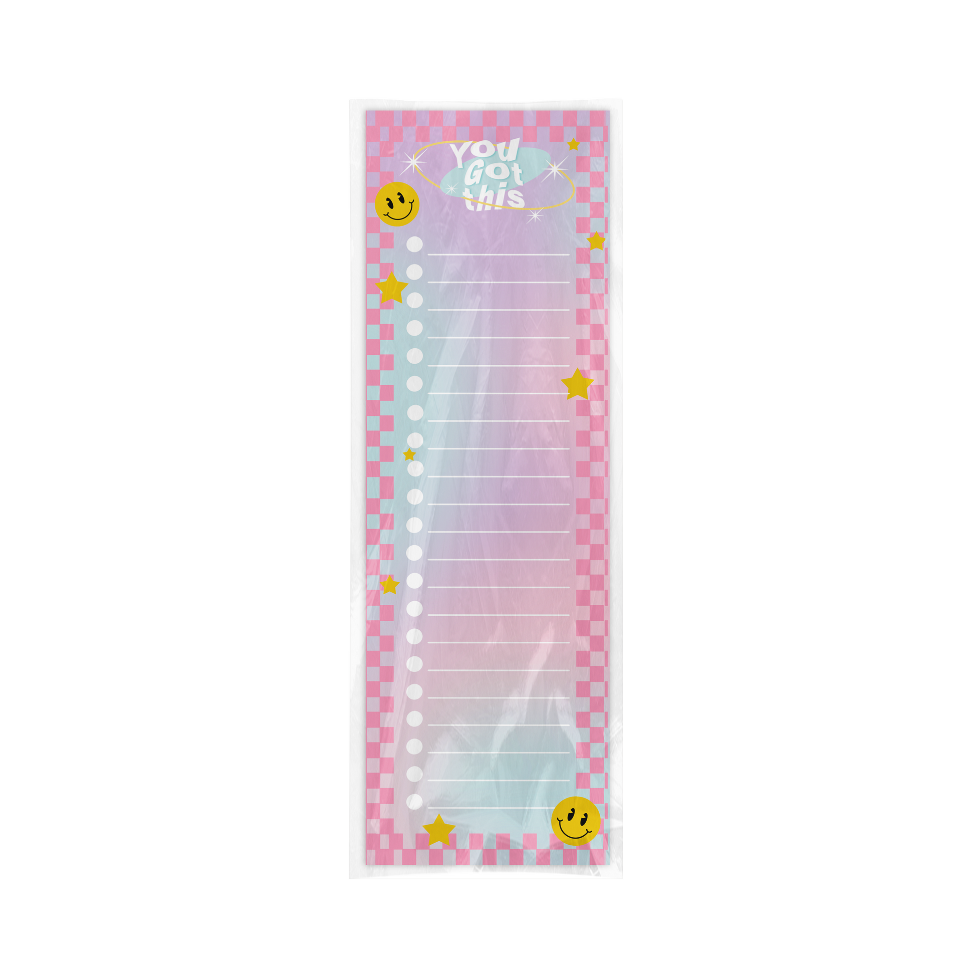 Notepad with colorful design and text 'You got this' on a white background